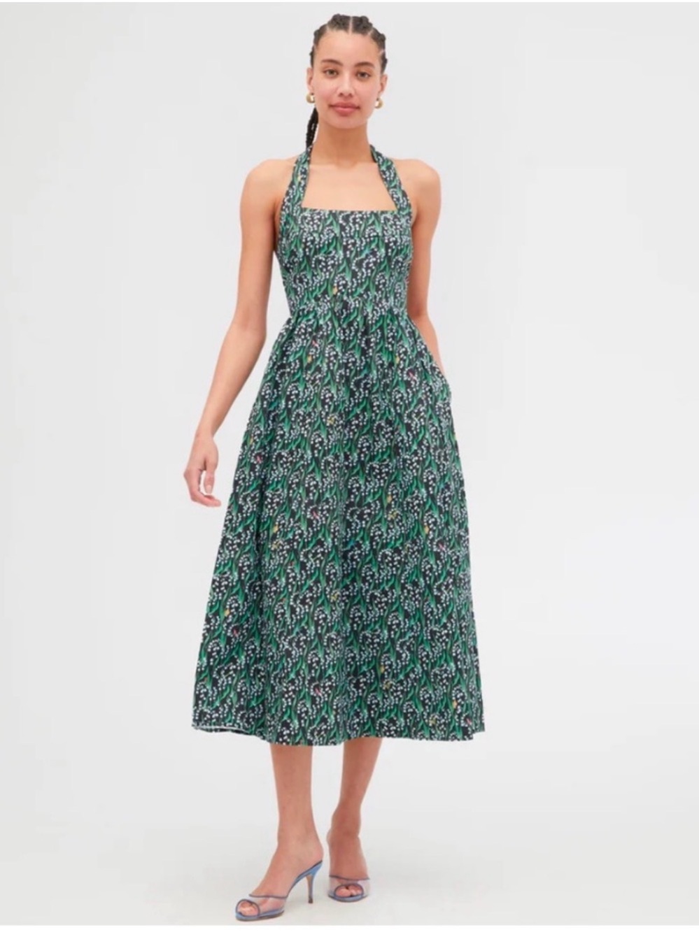 Hill House Home Fleur Midi Dress in the Lily of the Valley Black pattern - Picture 12 of 16